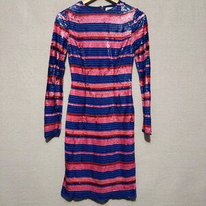 NWT Mac Duggal Sequin Striped Midi Dress - size 2